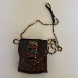 Leatherock Brown Textured Crossbody Bag with Chain Strap